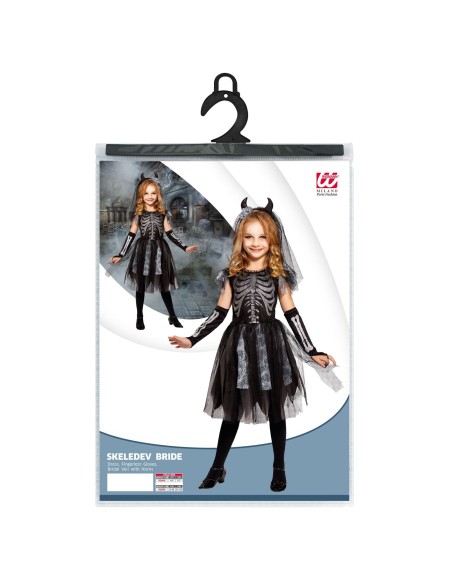Déguisement robe de squelette mariée pour enfant en soirée Halloween