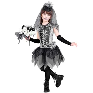 Déguisement de squelette avec robe de mariée pour enfant