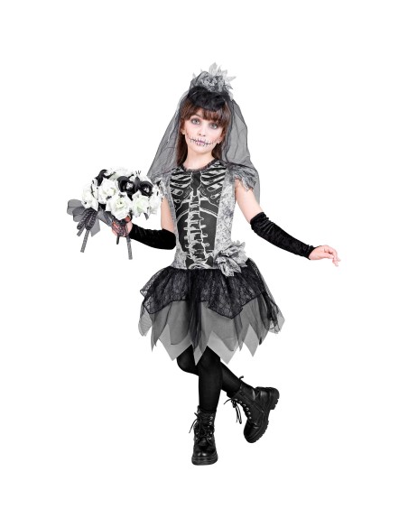 Déguisement de squelette avec robe de mariée pour enfant