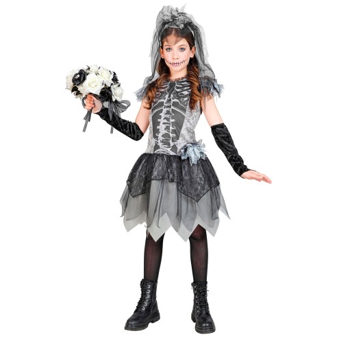 Déguisement de squelette avec robe de mariée pour enfant