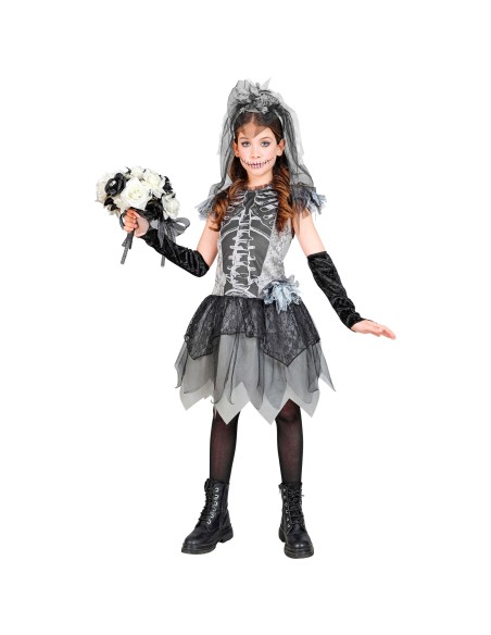 Déguisement de squelette avec robe de mariée pour enfant