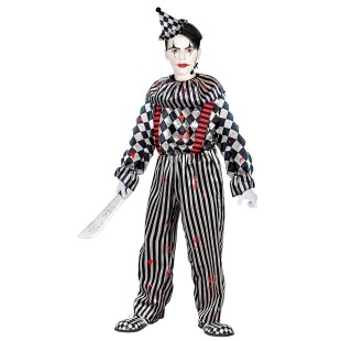 Déguisement clown arlequin en sang costume enfant pour Halloween 2