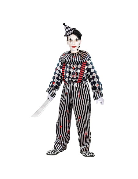 Déguisement clown arlequin en sang costume enfant pour Halloween