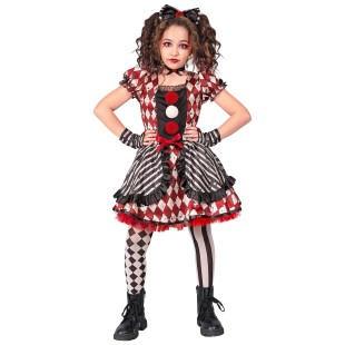Déguisement poupée arlequin pour enfant costume de clown cirque