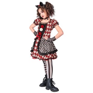 Déguisement poupée arlequin pour enfant costume de clown cirque 2
