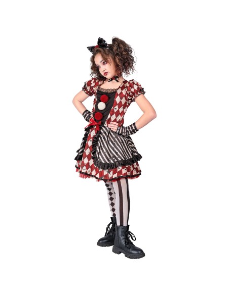 Déguisement poupée arlequin pour enfant costume de clown cirque