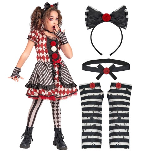 Déguisement poupée arlequin pour enfant costume de clown cirque