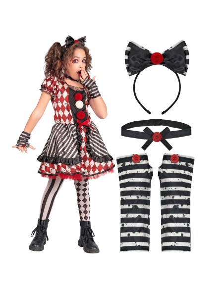 Déguisement poupée arlequin pour enfant costume de clown cirque
