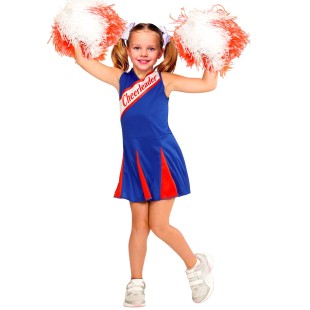 Déguisement de cheerleader rouge et bleu enfant avec pompoms 2