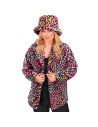 Veste en peluche motifs léopard arc-en-ciel pour carnaval de Dunkerque