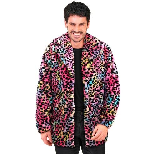 Veste en peluche motifs léopard arc-en-ciel pour carnaval de Dunkerque