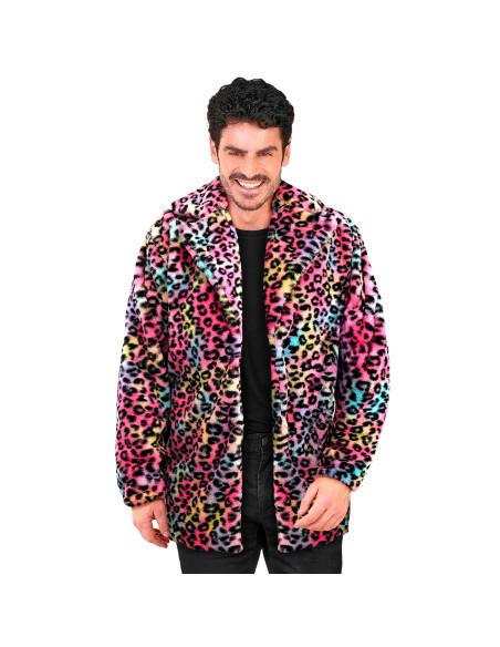 Veste en peluche motifs léopard arc-en-ciel pour carnaval de Dunkerque