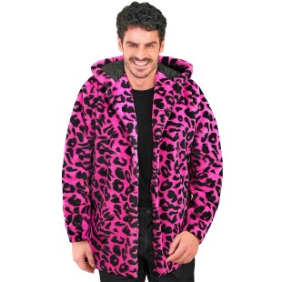 Veste en peluche motifs léopard fluorescente pour le carnaval 2