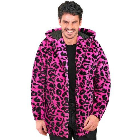 Veste en peluche motifs léopard fluorescente pour le carnaval