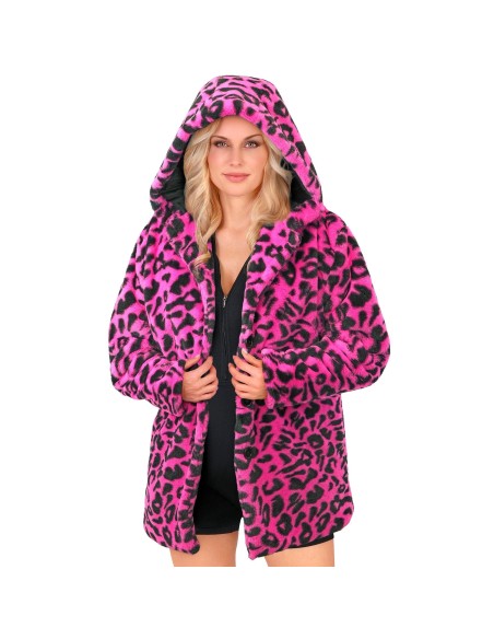 Veste en peluche motifs léopard fluorescente pour le carnaval