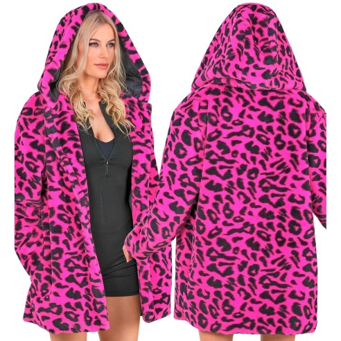Veste en peluche motifs léopard fluorescente pour le carnaval
