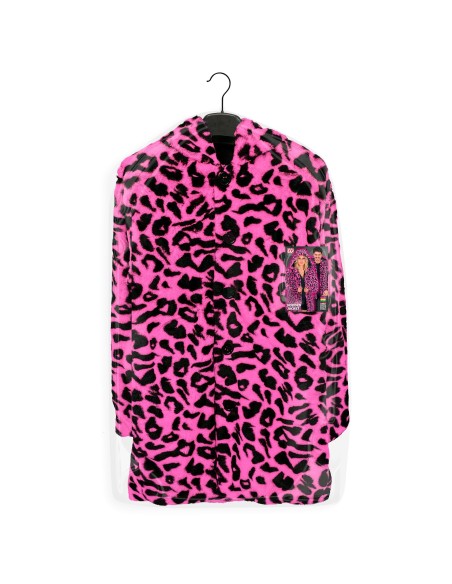 Veste en peluche motifs léopard fluorescente pour le carnaval