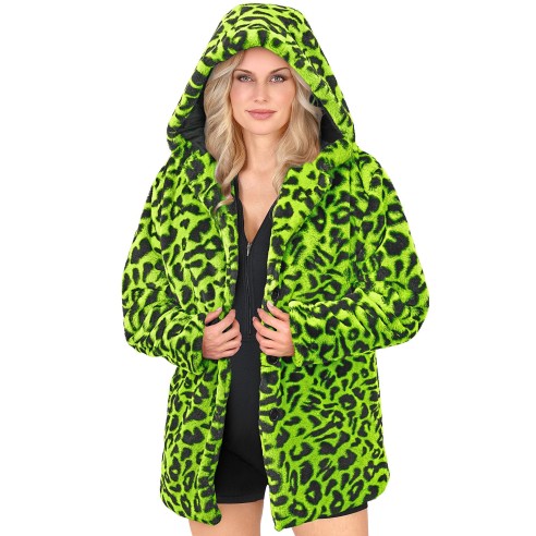 Veste en peluche motifs léopard fluorescente pour le carnaval