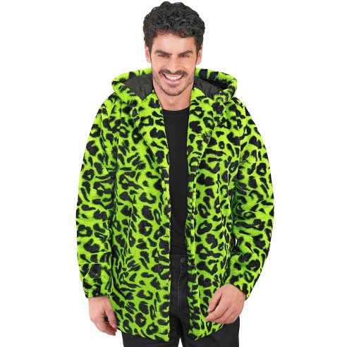 Veste en peluche motifs léopard fluorescente pour le carnaval