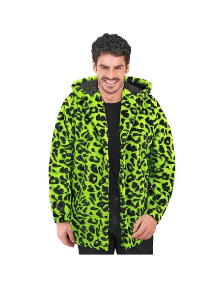 Veste en peluche motifs léopard fluorescente pour le carnaval