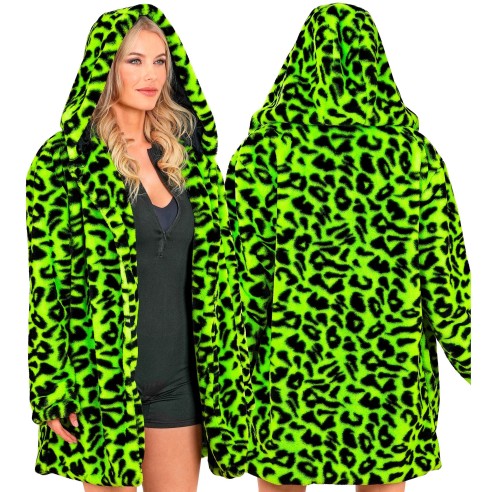 Veste en peluche motifs léopard fluorescente pour le carnaval