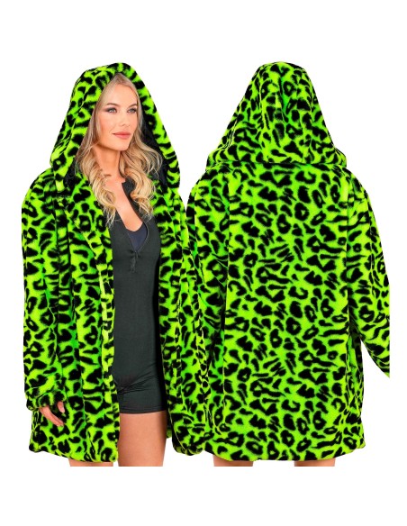 Veste en peluche motifs léopard fluorescente pour le carnaval