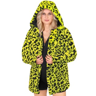 Veste en peluche motifs léopard fluorescente pour le carnaval 2