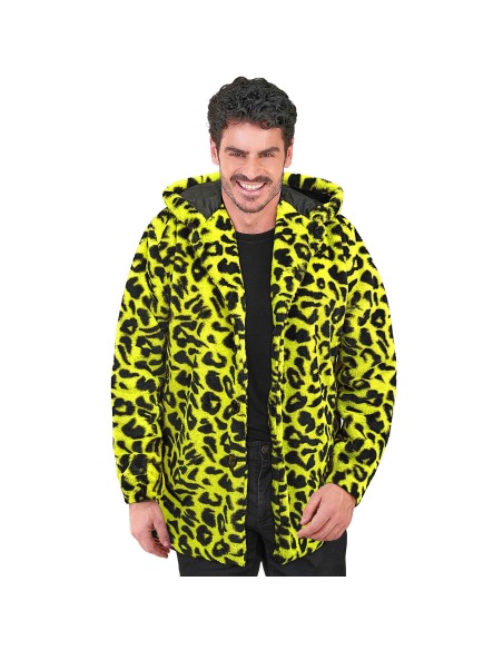 Veste en peluche motifs léopard fluorescente pour le carnaval