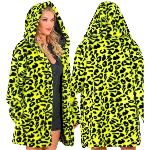 Veste en peluche motifs léopard fluorescente pour le carnaval