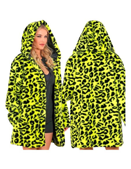 Veste en peluche motifs léopard fluorescente pour le carnaval