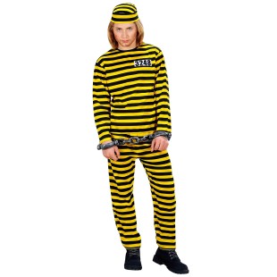 Déguisement enfant de prisonnier Dalton à rayures noires et jaunes