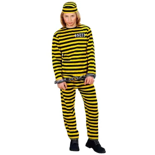Déguisement enfant de prisonnier Dalton à rayures noires et jaunes