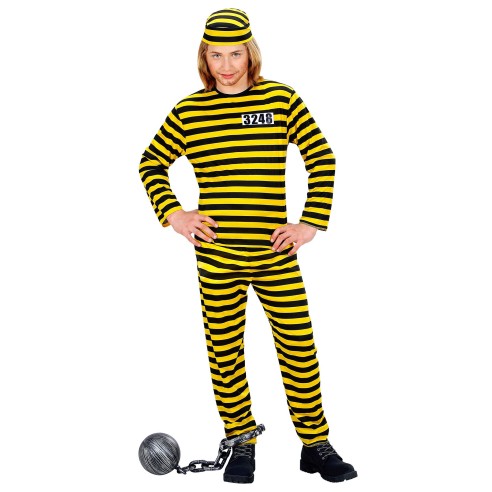 Déguisement enfant de prisonnier Dalton à rayures noires et jaunes
