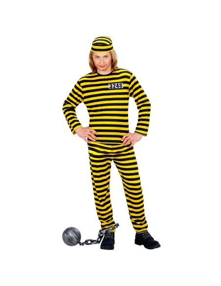 Déguisement enfant de prisonnier Dalton à rayures noires et jaunes