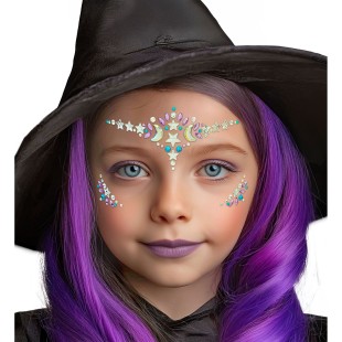 Strass maquillage visage sorcière petits diamants scintillants
