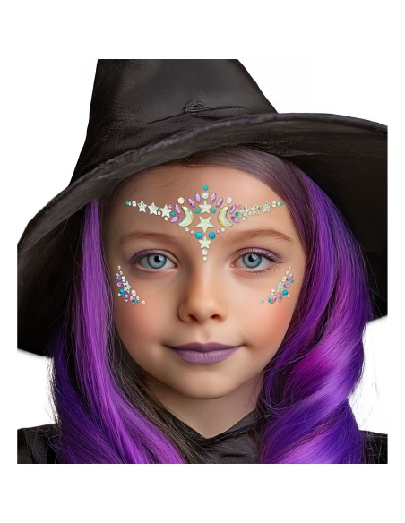 Strass maquillage visage sorcière petits diamants scintillants