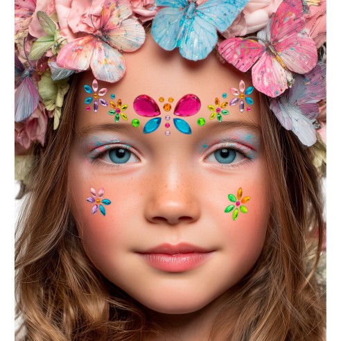 Strass maquillage visage papillon petits diamants scintillants