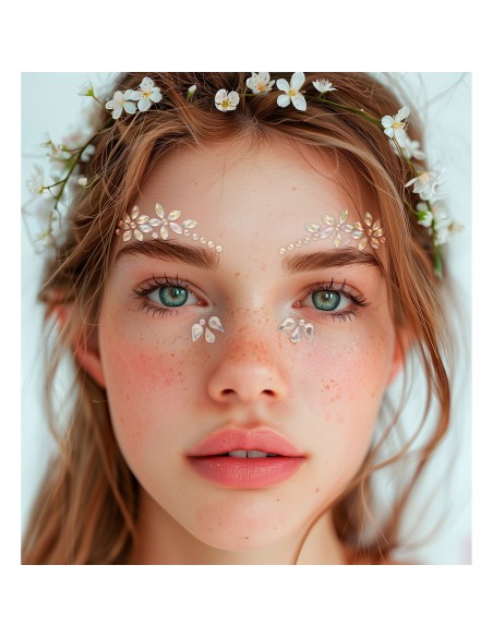 Strass maquillage visage fleurs petits diamants scintillants