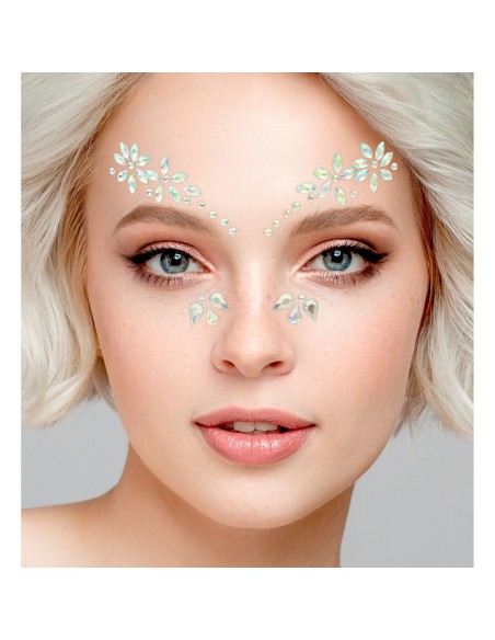 Strass maquillage visage fleurs petits diamants scintillants