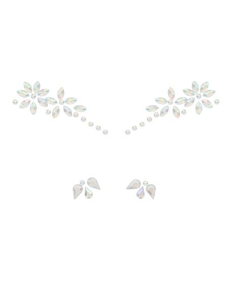 Strass maquillage visage fleurs petits diamants scintillants