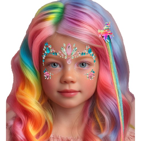 Strass maquillage visage licorne petits diamants scintillants