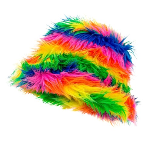 Chapeau de pêcheur arc-en-ciel fluorescent pour défiler au carnaval