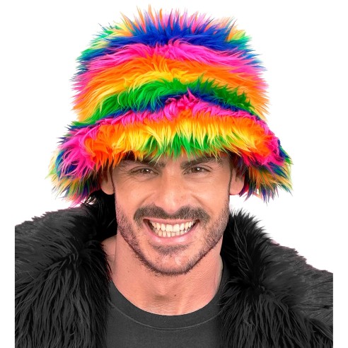 Chapeau de pêcheur arc-en-ciel fluorescent pour défiler au carnaval