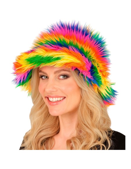 Chapeau de pêcheur arc-en-ciel fluorescent pour défiler au carnaval