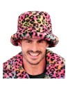 Chapeau pêcheur peluche léopard multicolore pour le carnaval