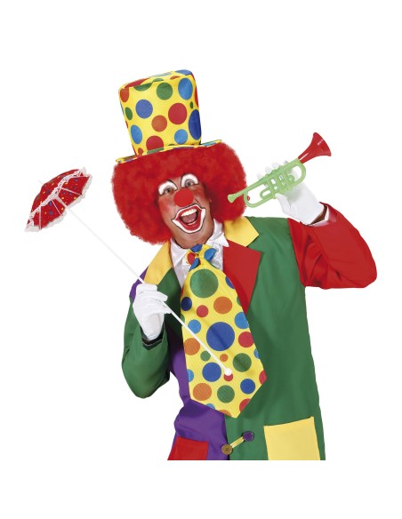 Chapeau de clown haut-de-forme jaune avec pois couleurs