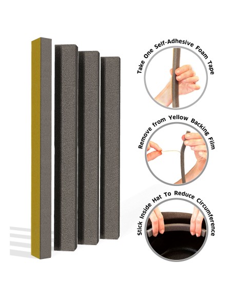 4 bandes mousse auto-adhésive pour régler la taille du  chapeau