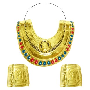 Set de bijoux égyptien Cléopâtre avec bracelets et collier doré 2