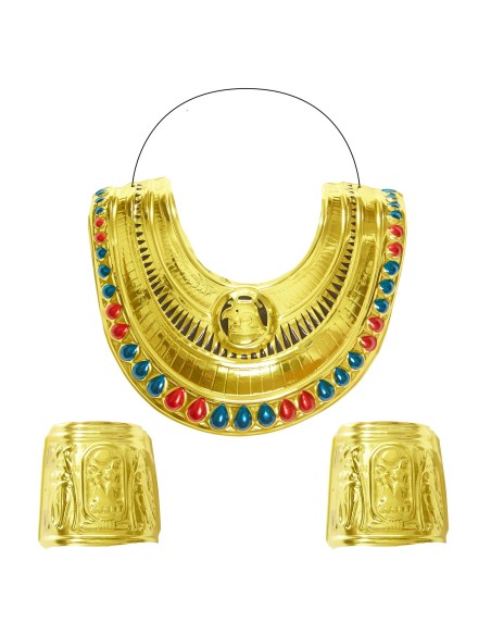 Set de bijoux égyptien Cléopâtre avec bracelets et collier doré