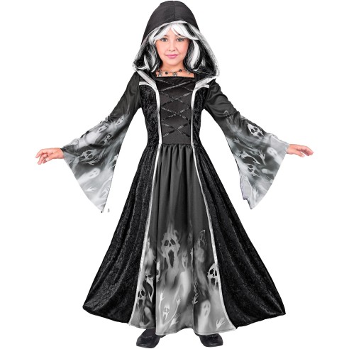 Déguisement pour fille avec longue robe noire pour Halloween